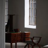 Empire-style Danish piano chair/stool with velvet seat, early 1900s.