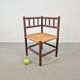 Corner chair in Arts and Crafts style made of oak with a rush seat, 1950s.