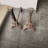 Pair of andirons from the high period with Gothic female heads.