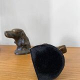 Paire de serre-livres anciens “Chiens de chasse” en bronze