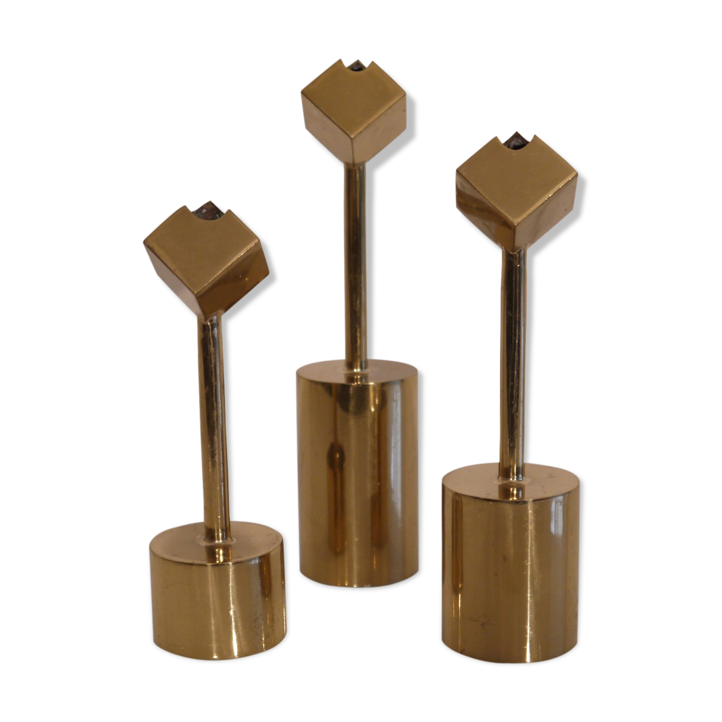 Lot of vintage Scandinavian brass candlesticks