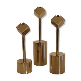 Lot of vintage Scandinavian brass candlesticks