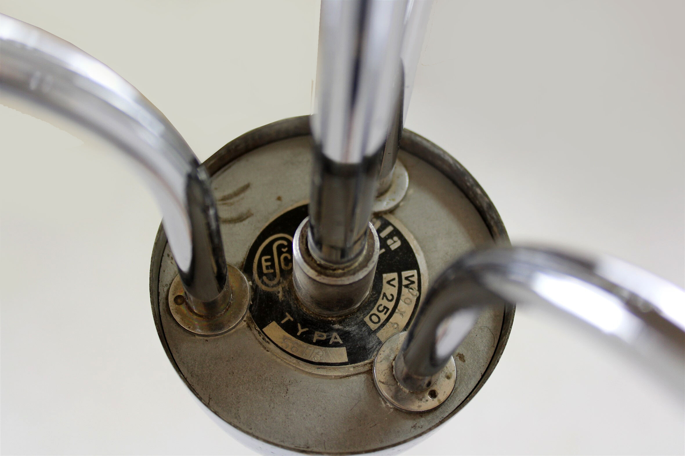 Vintage Chrome Three-Armed Ceiling Lamp from Instala Decin, 1950s