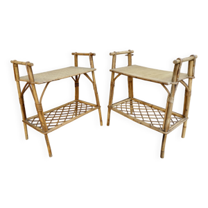 Paire de chevets en rotin,