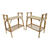 Pair of rattan bedside tables, 1960s-70s