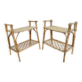 Pair of rattan bedside tables, 1960s-70s