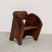 Sculptural anthroposophical wooden armchair, circa 1940s