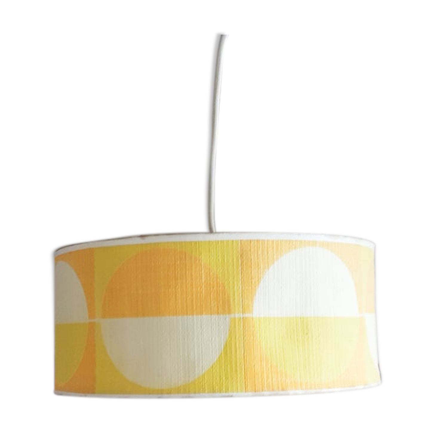 Lampshade for ceiling in embossed cardboard yellow orange 50s
