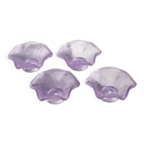 Set of 4 purple moulded glass ice cream bowls.