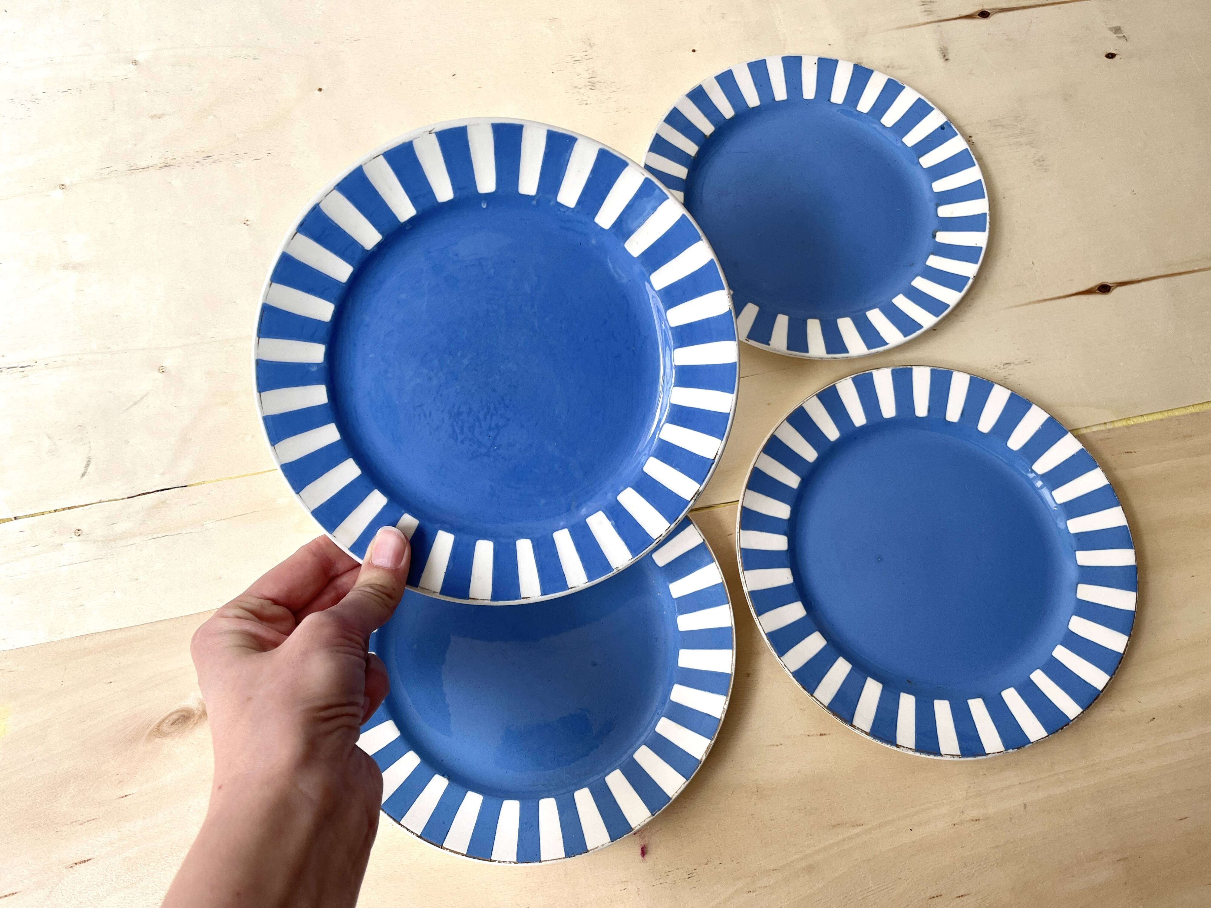 Set of 4 fox trott sarreguemines art deco dessert plates 1930