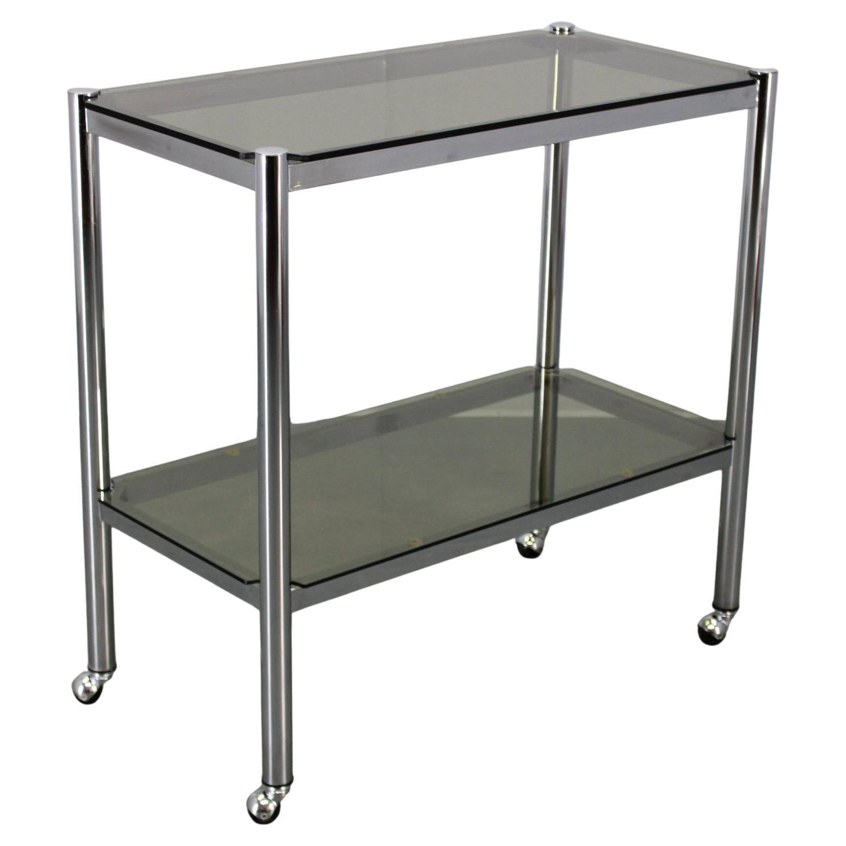 Mid-century smoked glass serving cart, Italy, 1970s