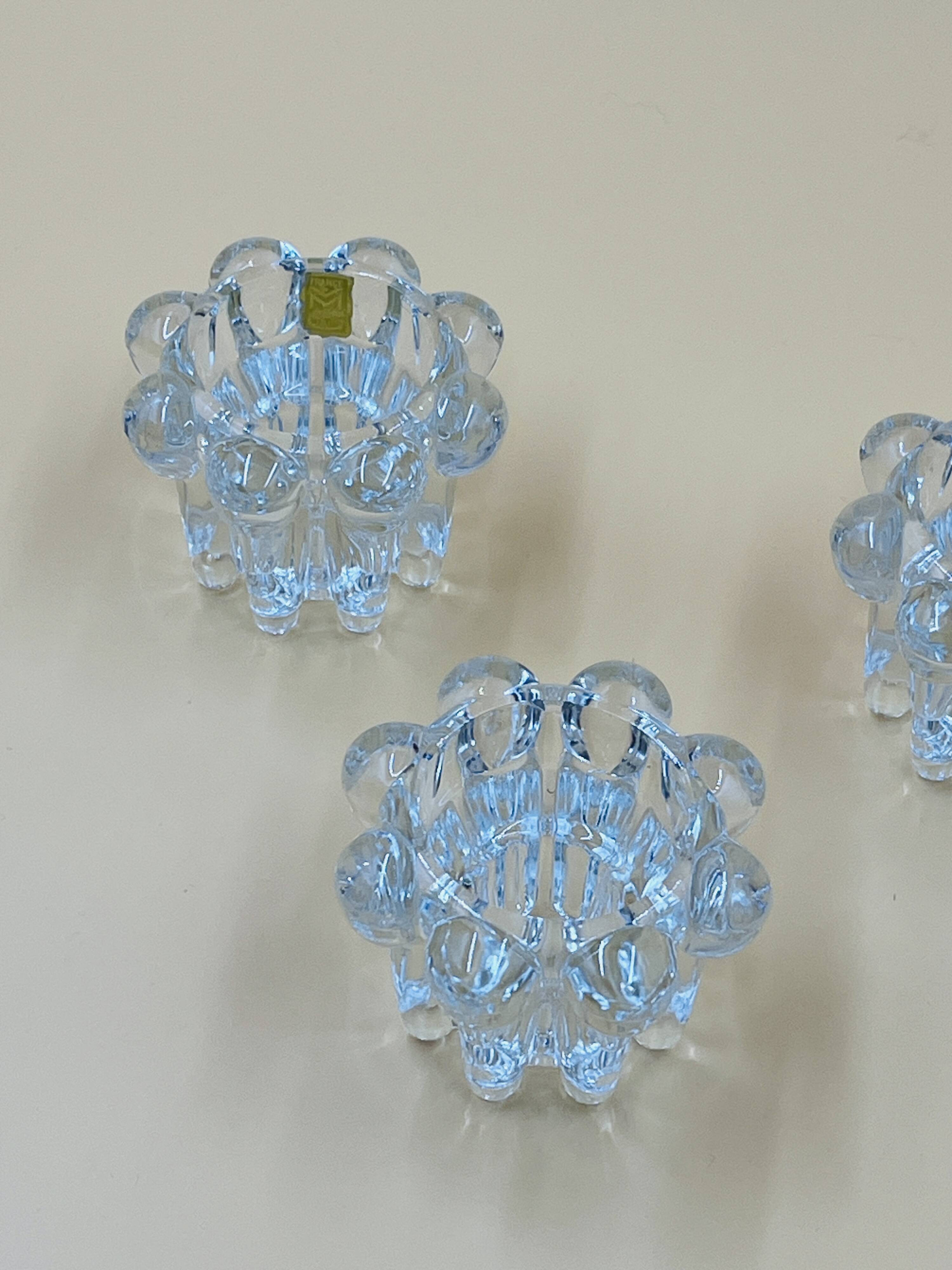 Set of 3 vintage glass candle holders – Glassware from Reims
