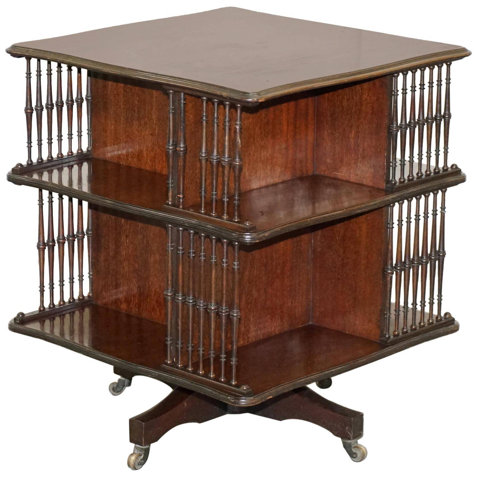 Antique Victorian Rotating Library by Howard & Son