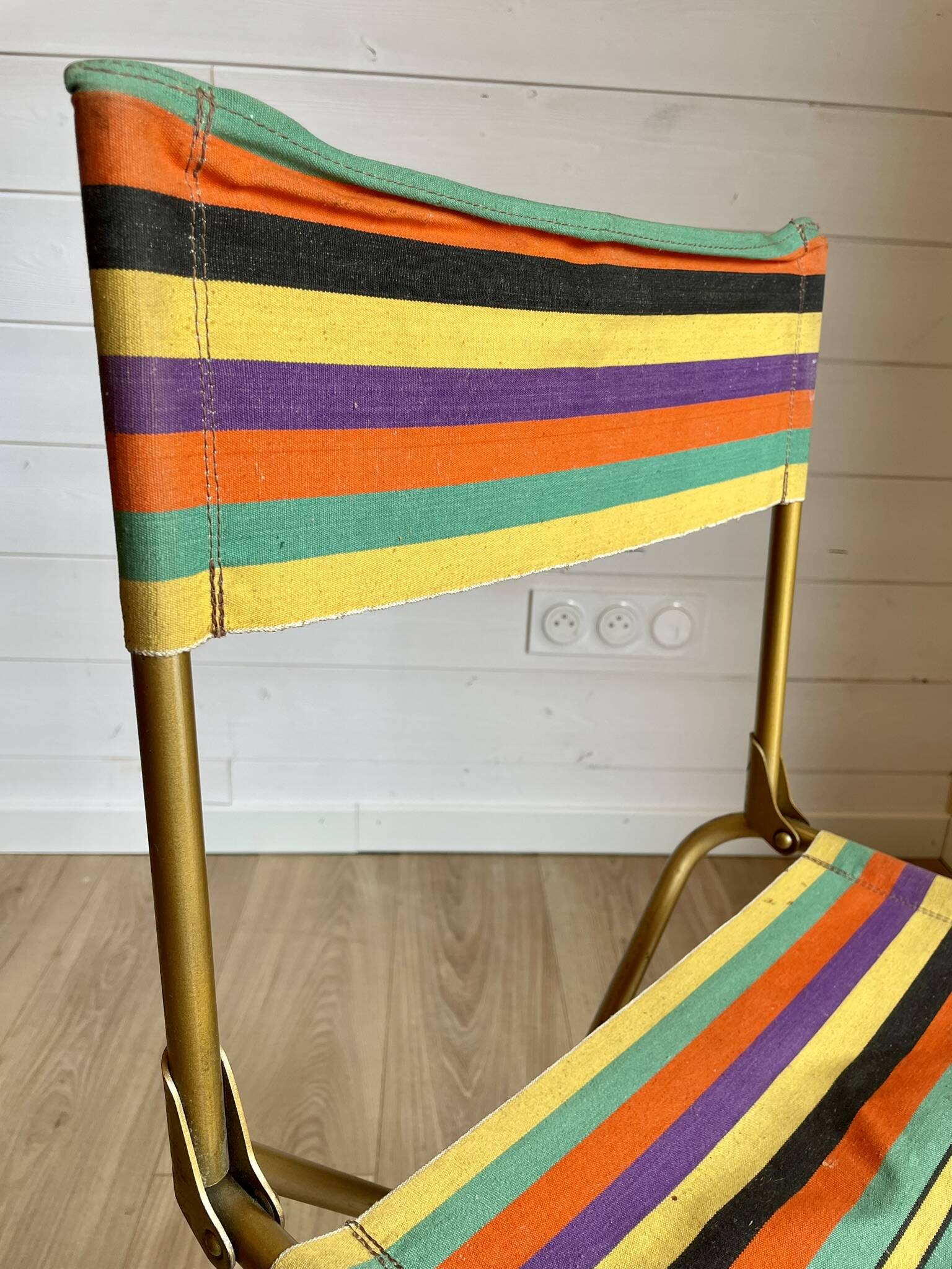 Pair of vintage Lafuma folding chairs model Chantazur Canvas 70s