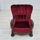 1960s, Danish relax chair, cherry-red furniture velour, oak wood.