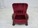 1960s, Danish relax chair, cherry-red furniture velour, oak wood.