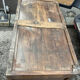 Oak hunting buffet in Louis XIV style, 18th century, with a marble top.