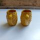 Handmade yellow pineapple mugs signed Kerangol made in Portugal.