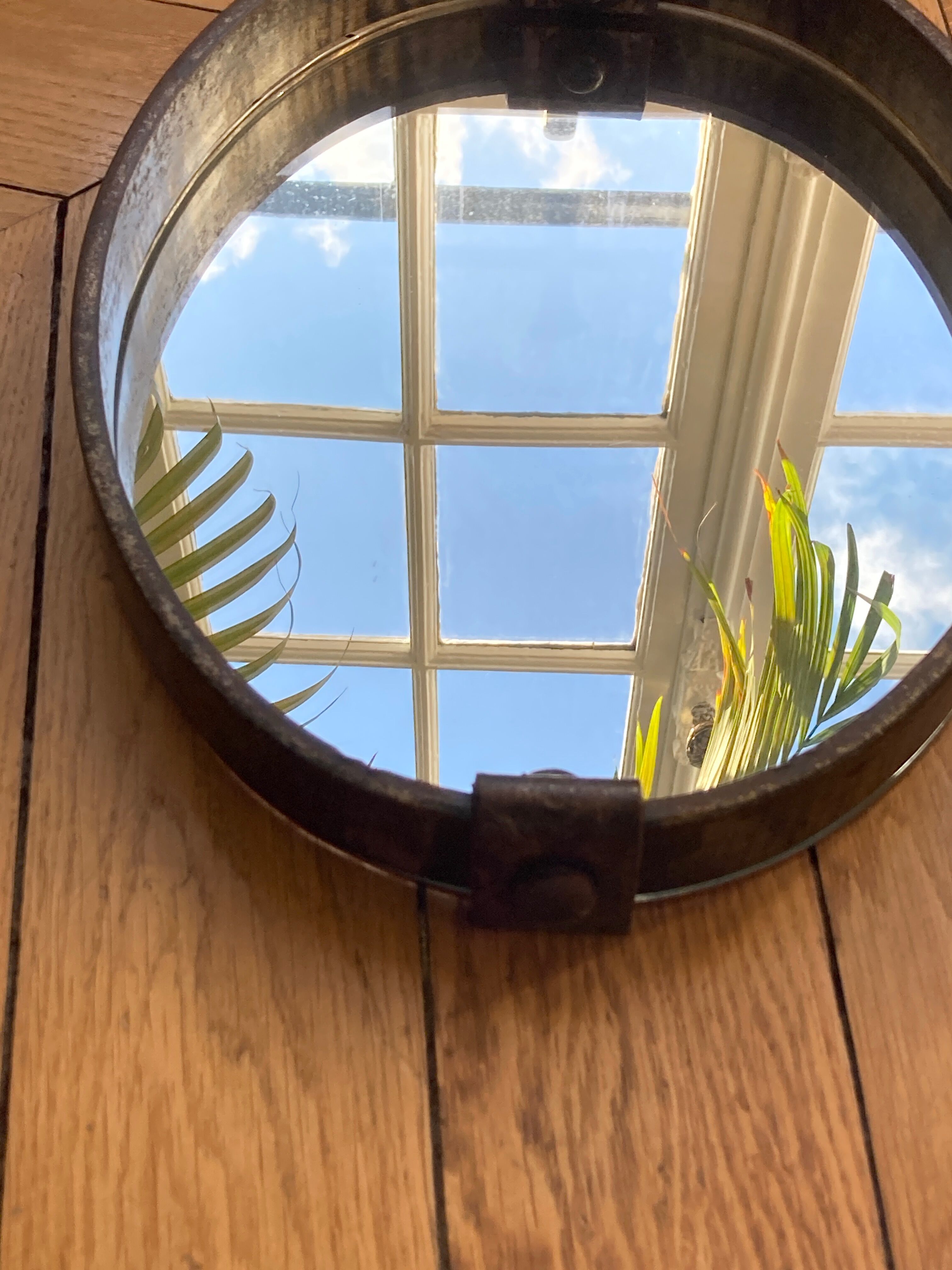 Brutally wrought iron vintage mirror