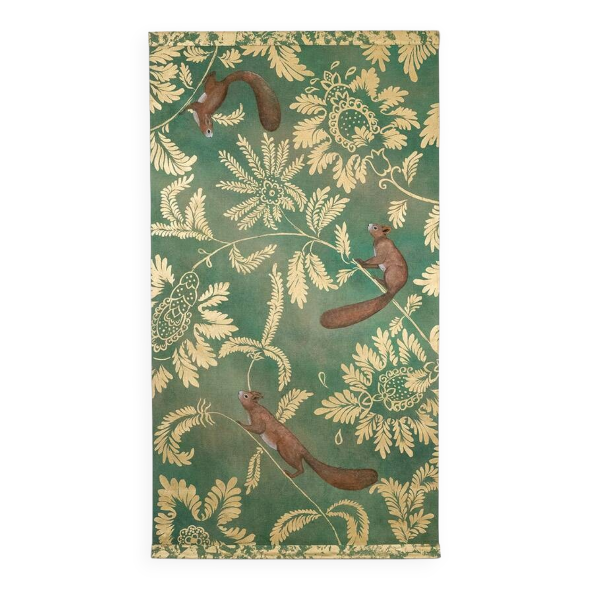 Painted canvas depicting squirrels. Contemporary.