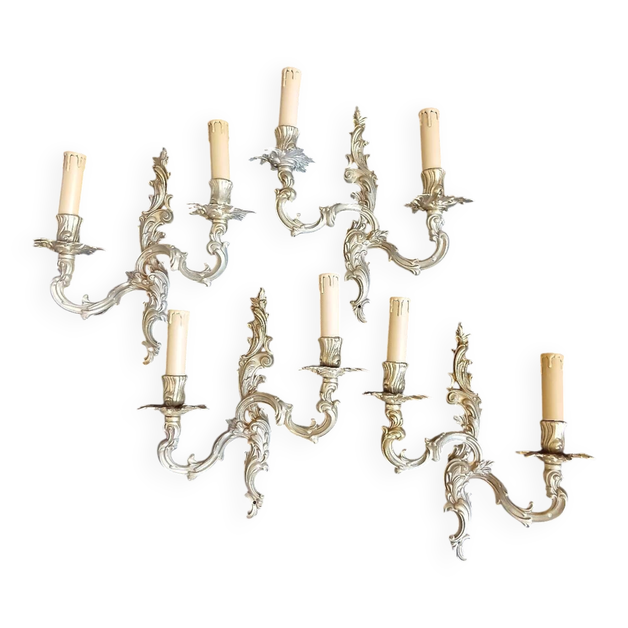 4 splendid wall sconces candle holders bronze Louis XVI XV style