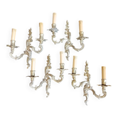 4 splendid wall sconces candle holders bronze Louis XVI XV style