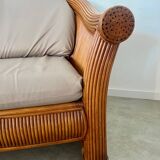 Old 2-seater rattan sofa Italian design from the 70s vintage