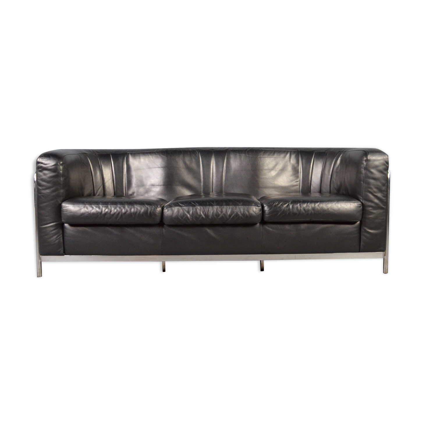 Zanotta 'Onda' 3-seater sofa in black leather
