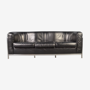 Zanotta 'Onda' 3-seater sofa in black leather