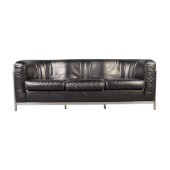 Zanotta 'Onda' 3-seater sofa in black leather