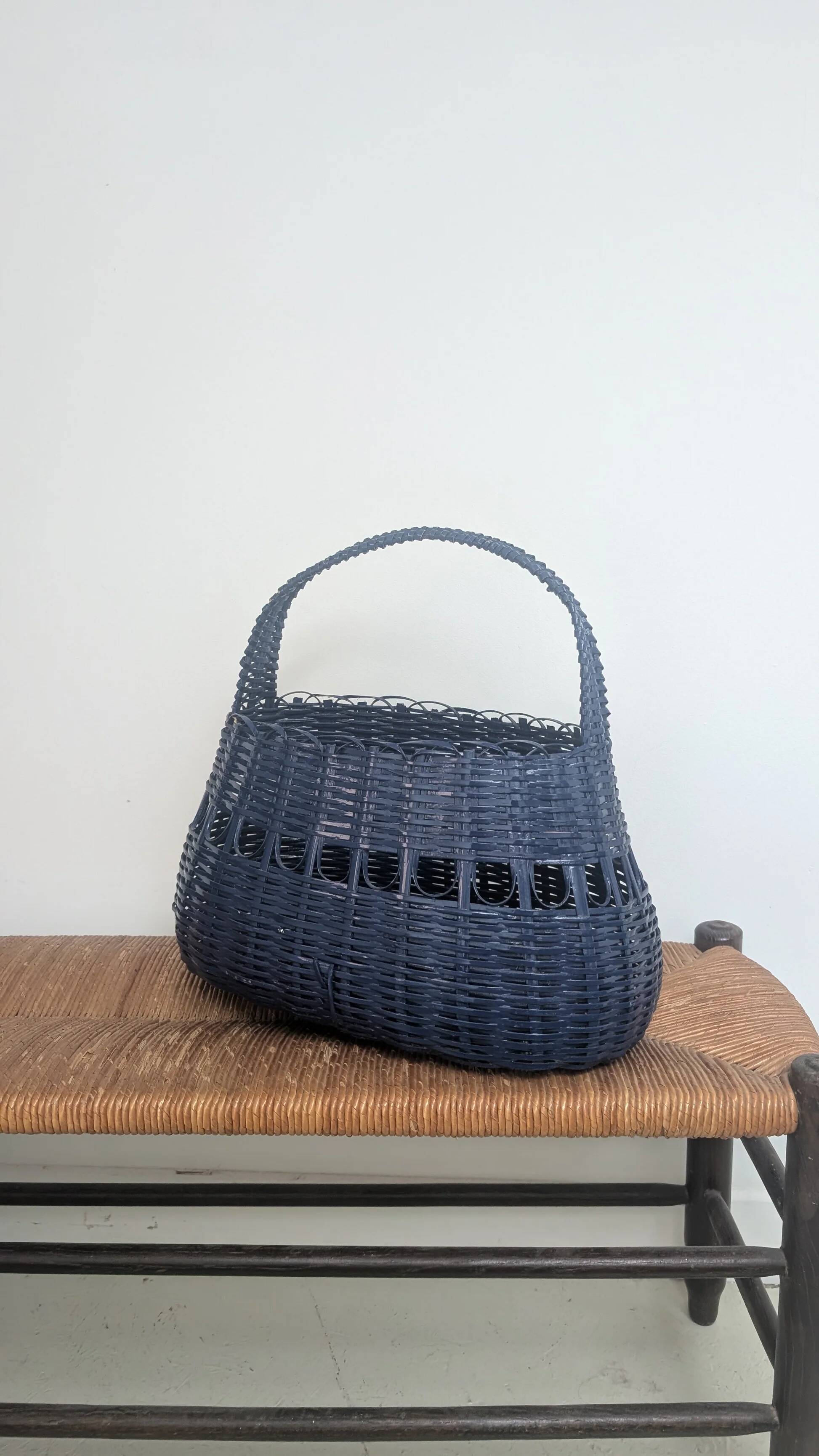 Blue wicker basket