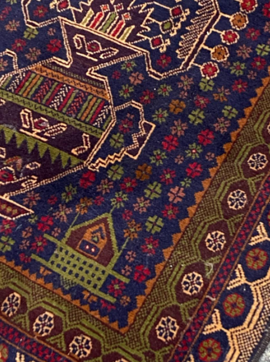 Afghan carpet Baluch vintage 148x87cm