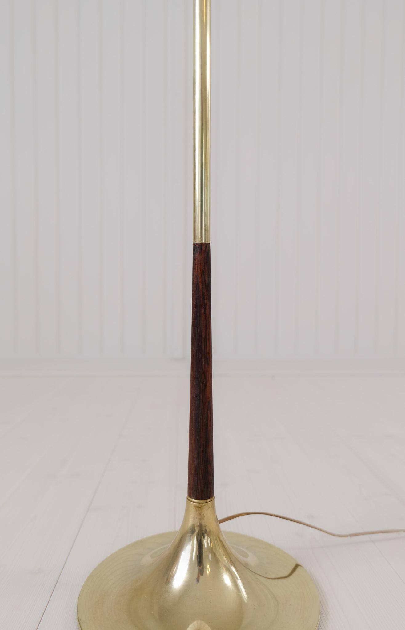 Modern mid-century brass trumpet-shaped floor lamp, Sweden, 1960s.