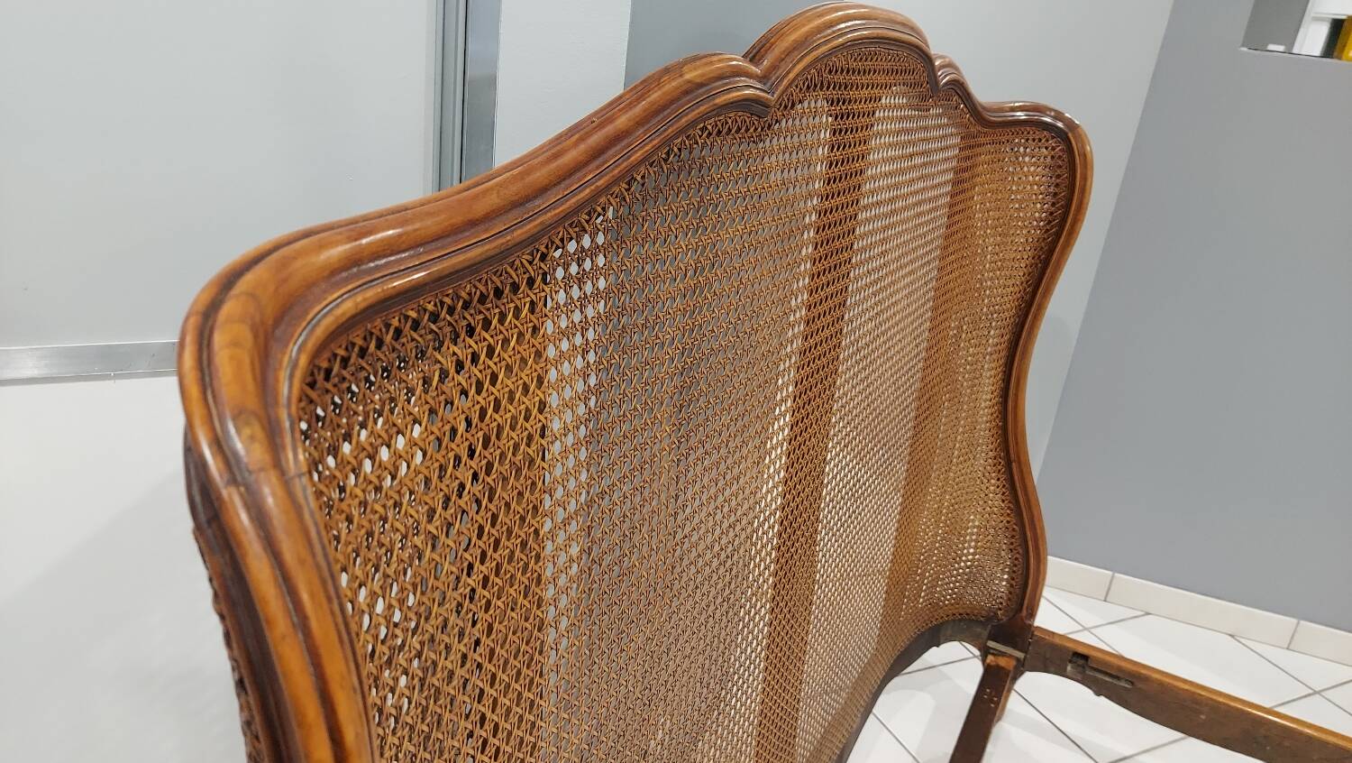 Louis XV style double cane basket bed, mid-20th century