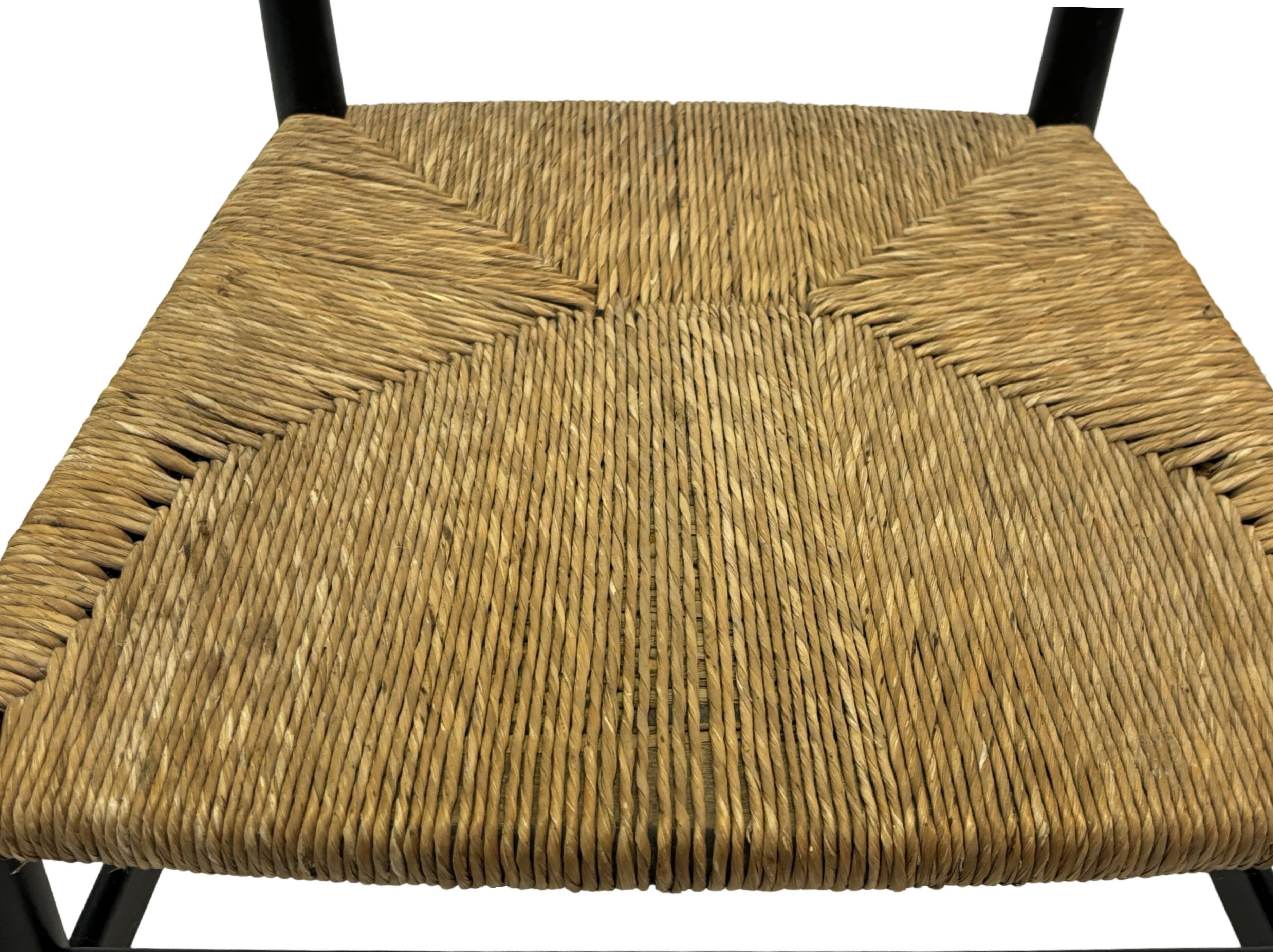 Vintage Italian rush seated chair, 1950s design minimalist