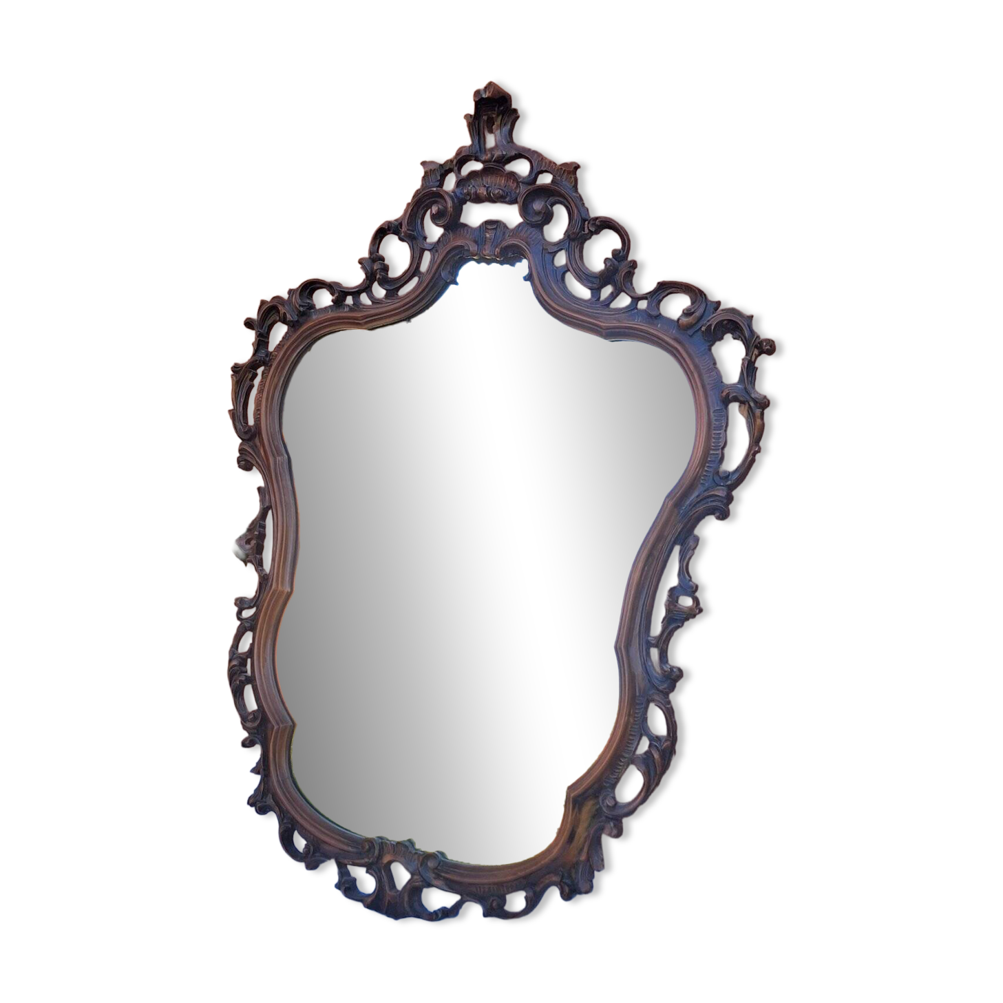 Large Louis XV wall mirror, carved wood, rocaille – 19th century