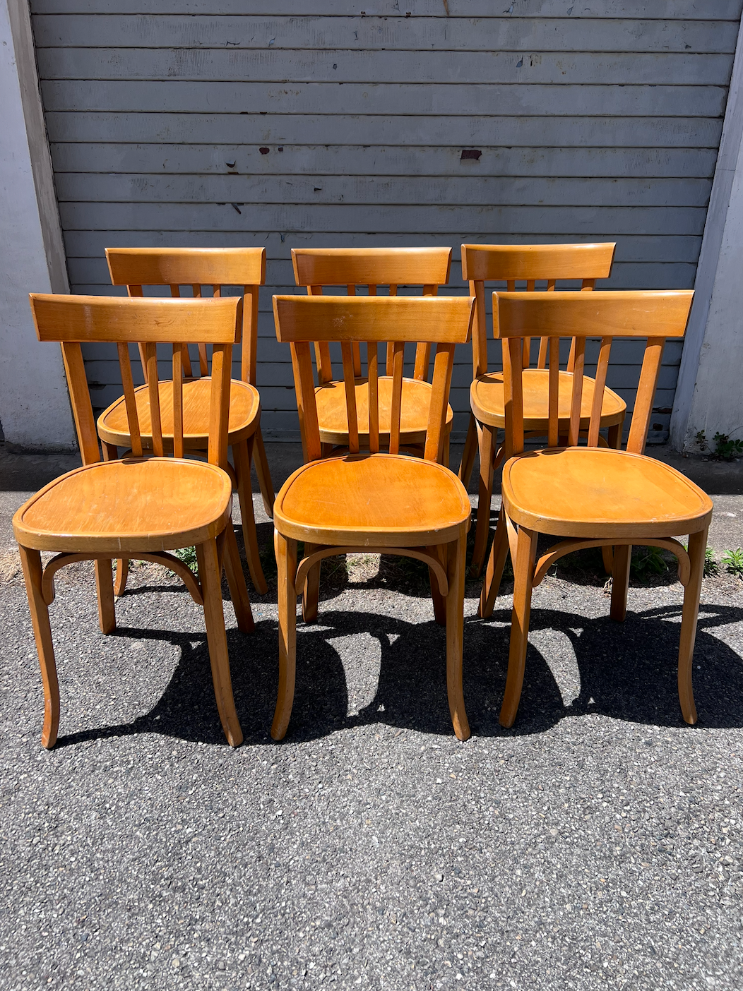 (Lot) 6 chaises Baumann bois clair