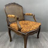 Pair of Louis XV Carved Wood Fluted Armchairs, Late 19th Century