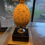 Table lamp or living room travertine and silvered metal Philippe Barbier