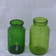 Lot of 2 vintage green glass jars 1970