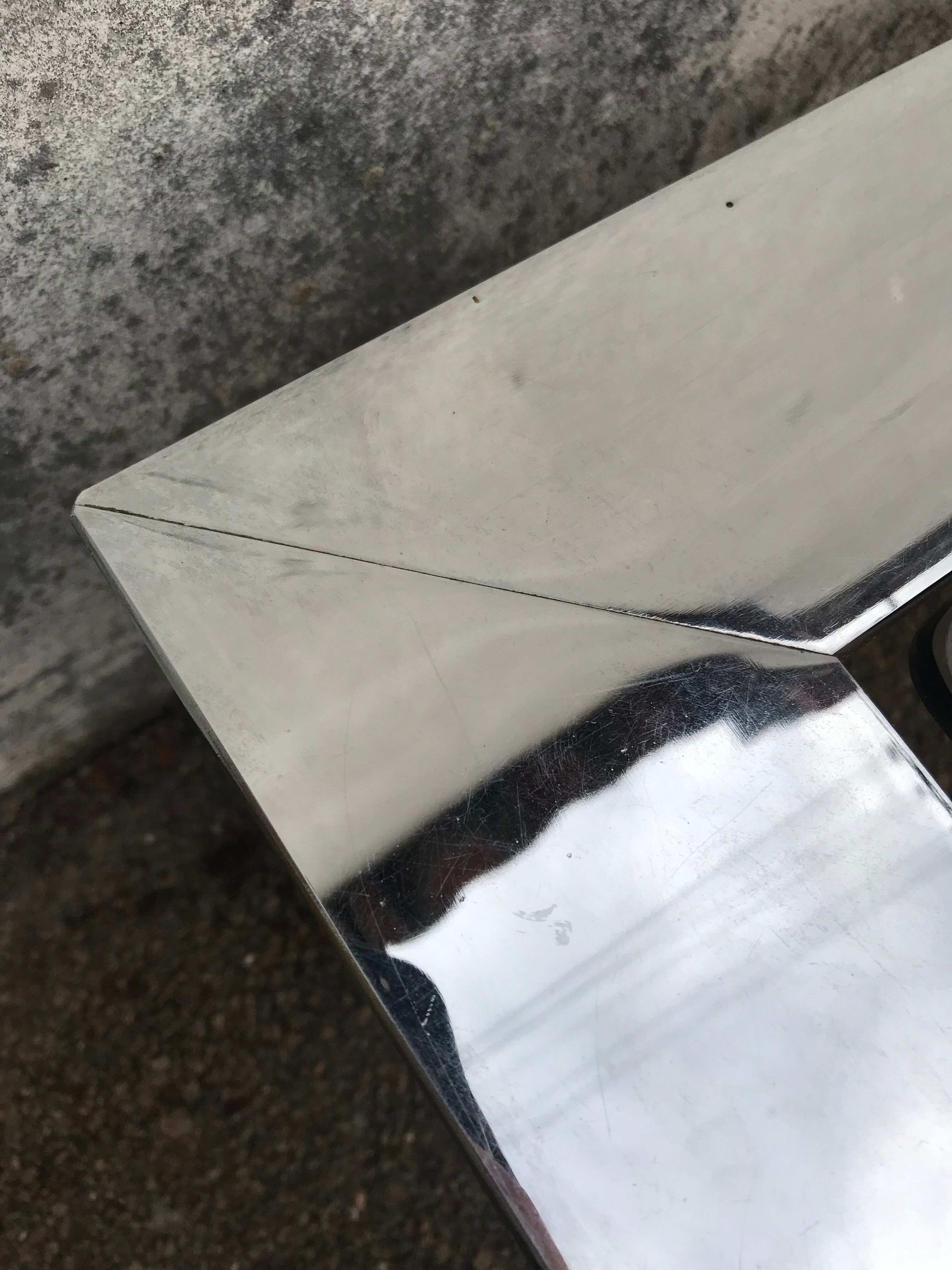 Table basse vintage chrome verre circa 1970