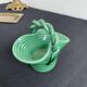 Vintage, woven basket, green, glazed earthenware, grooves, stylized, décor, French decoration, Fran