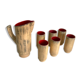 Pichet et ses 6 verres en céramique  vintage
