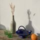 Organic teapot in blue ceramic