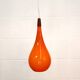Orange teardrop glass pendant lamp made by Holmegaard - Denmark 1960