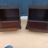 Pair of bedside tables wood and fabric - table