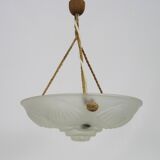 Art Deco washbasin pendant light 1 light in glass with geometric patterns