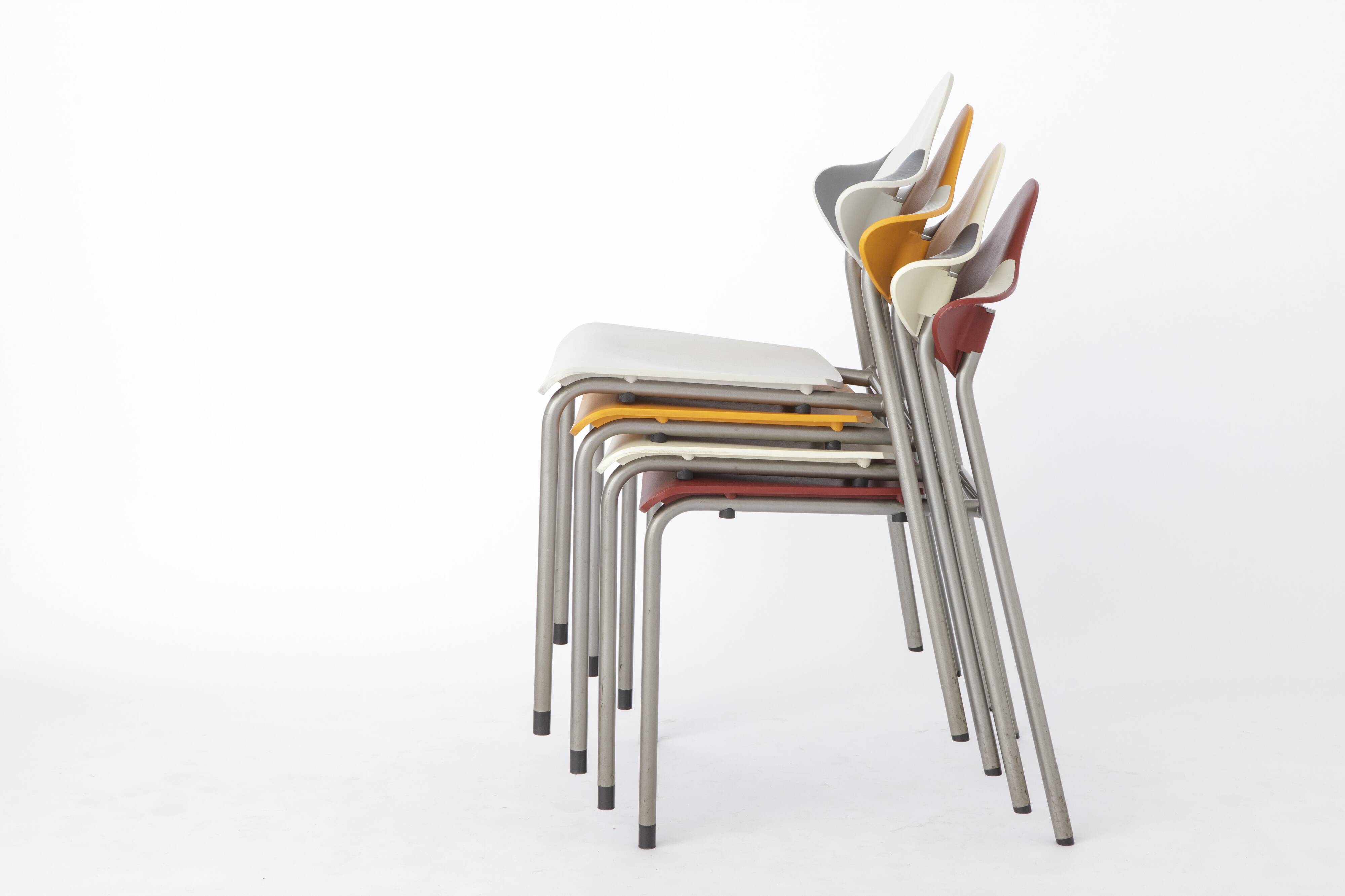 4 Stacking Chairs Vintage, Drabert by Samas Parlando, 1980s, Germany