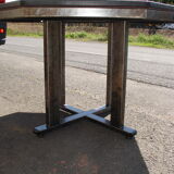Table around 1980 steel and laminate black ash