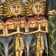 Balinese wall panel carved wood gilded polychrome dragon procession
